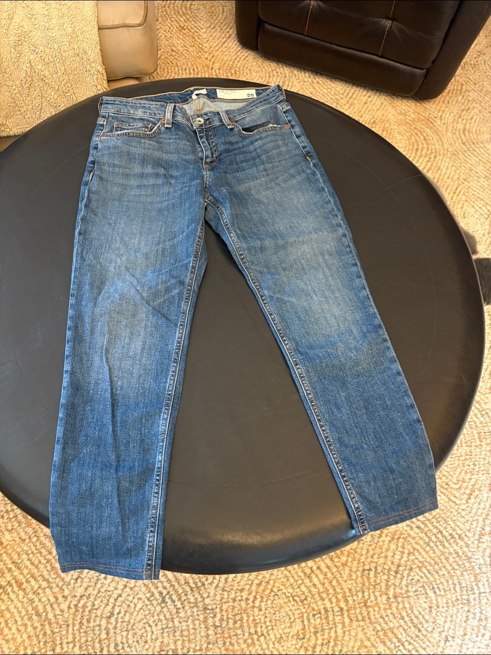 rag & bone Straight Leg Women's Jeans in Medium Blue